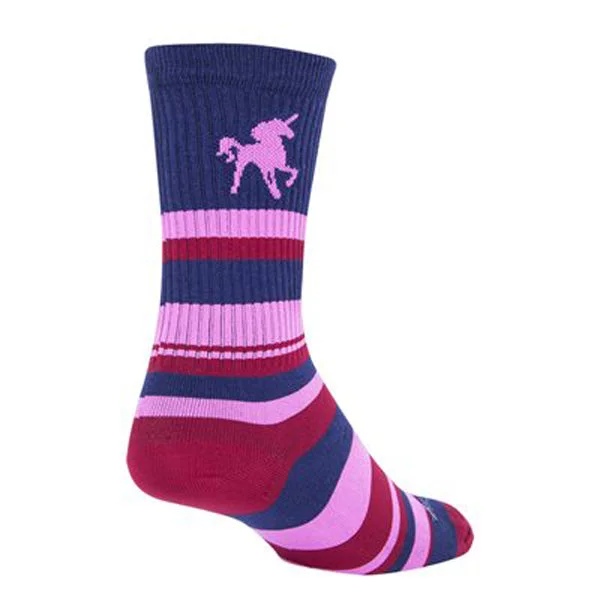 Sockguy Pink Unicorn Crew Socks 9-13 Blue/Pink