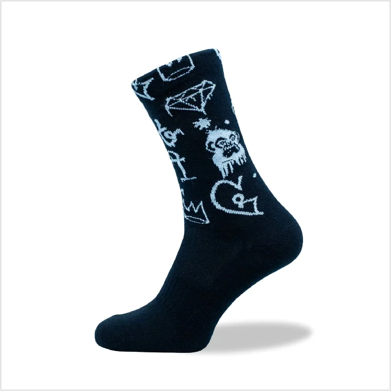 Grumpy Monkey Socks Grafitti Black