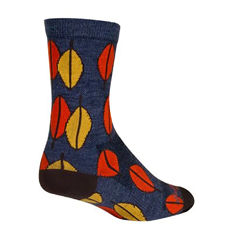 Sockguy Leaves Wool Socks 9-13 Blue/Red/Yellow