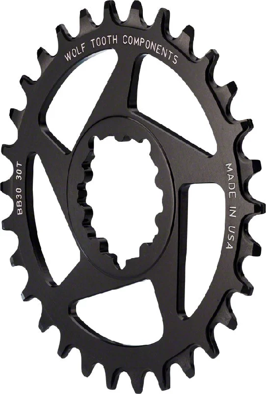 Wolf Tooth Direct Mount Chainring - 30t SRAM Direct Mount Drop-Stop A For BB30 Short Spindle Cranksets 0mm Offset BLK