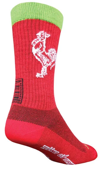 Sockguy Sriracha Acrylic Crew Socks 9-13 Red/Green