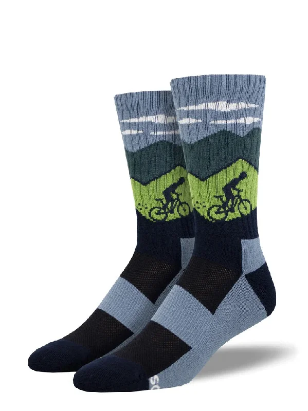 Ride On Men's Wool Crew Socks Blue