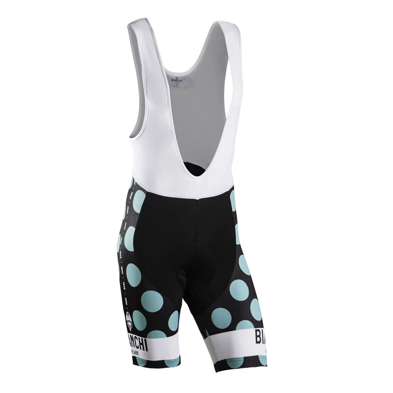 Bianchi-Milano Victory Men's Bib Shorts - Polka Dots (Black / Celeste) S, 4XL