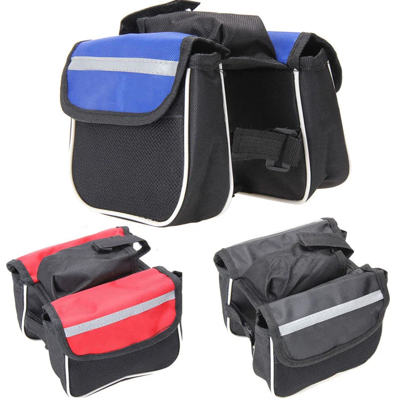 Bicycle Cycling Frame Front Tube Saddle Bags Handlebar Pannier Both Side Double Pouch Phone Bag Bike Bags Bicycle