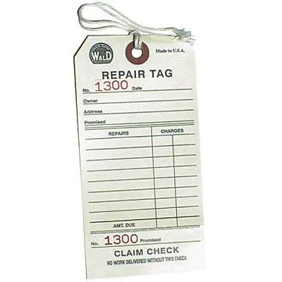 Wald Repair Tag 500/Box  Repair Tags Wald Tools